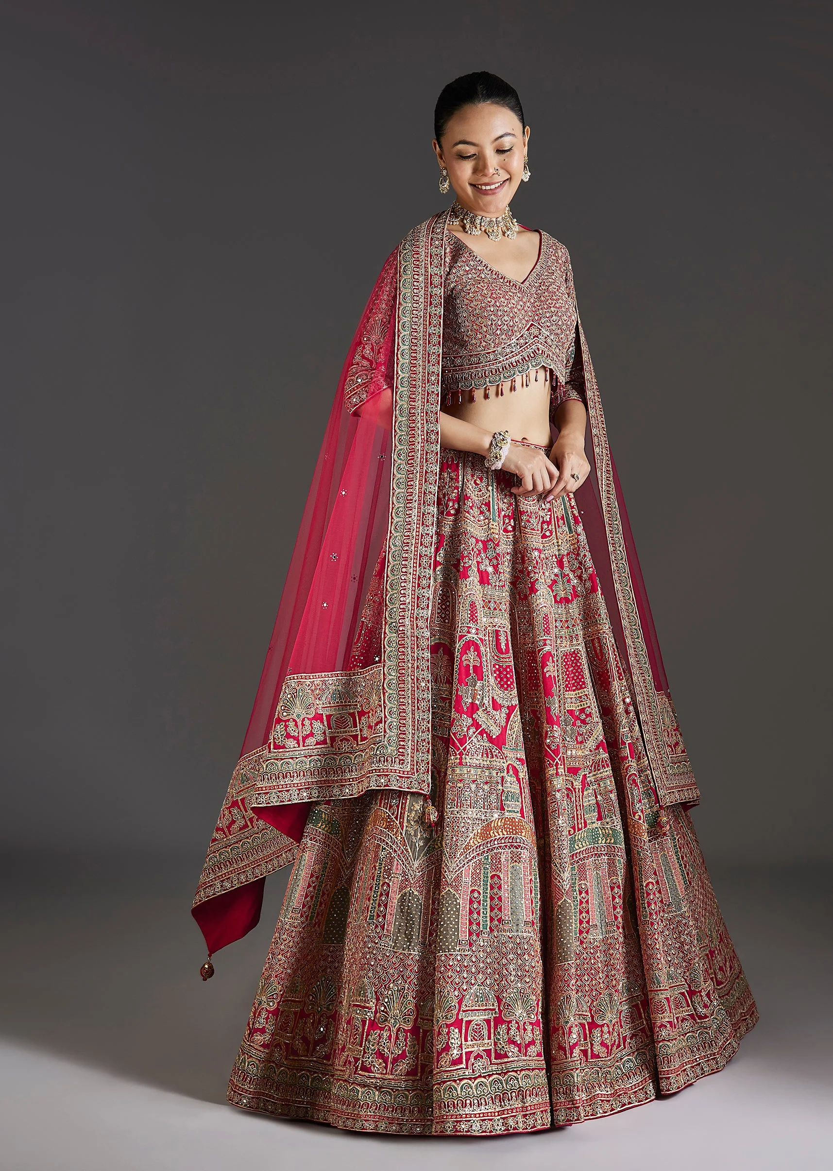 Pink Lehenga With Sequins And Zari Glow