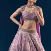 Purple Hand Embroidered Tissue Banarasi Silk Bridesmaid Lehenga Set