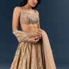 Gold Banarasi Silk Bridesmaid Lehenga With Heavy Hand Embroidery