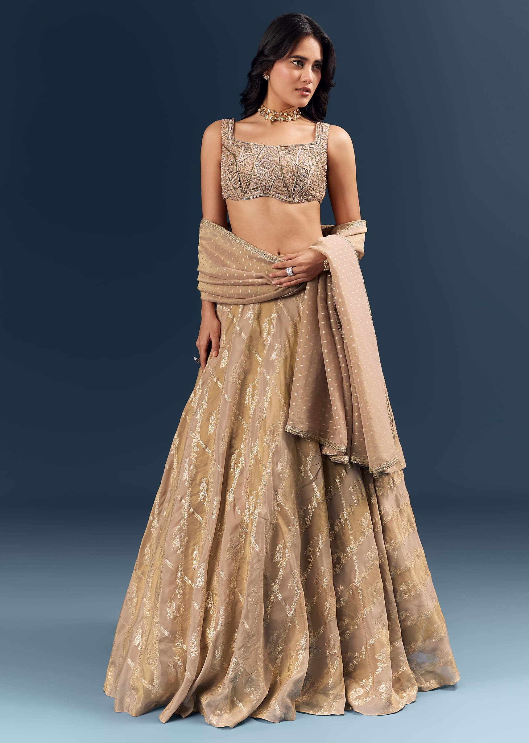 22293-us-14-us-14-variation-1.jpg Gold Banarasi Silk Bridesmaid Lehenga With Heavy Hand Embroidery