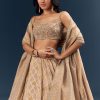 Copper Banarasi Silk Bridesmaid Lehenga With Heavy Hand Embroidery