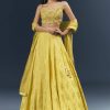 Lemon Yellow Banarasi Silk Bridesmaid Lehenga With Heavy Hand Embroidery