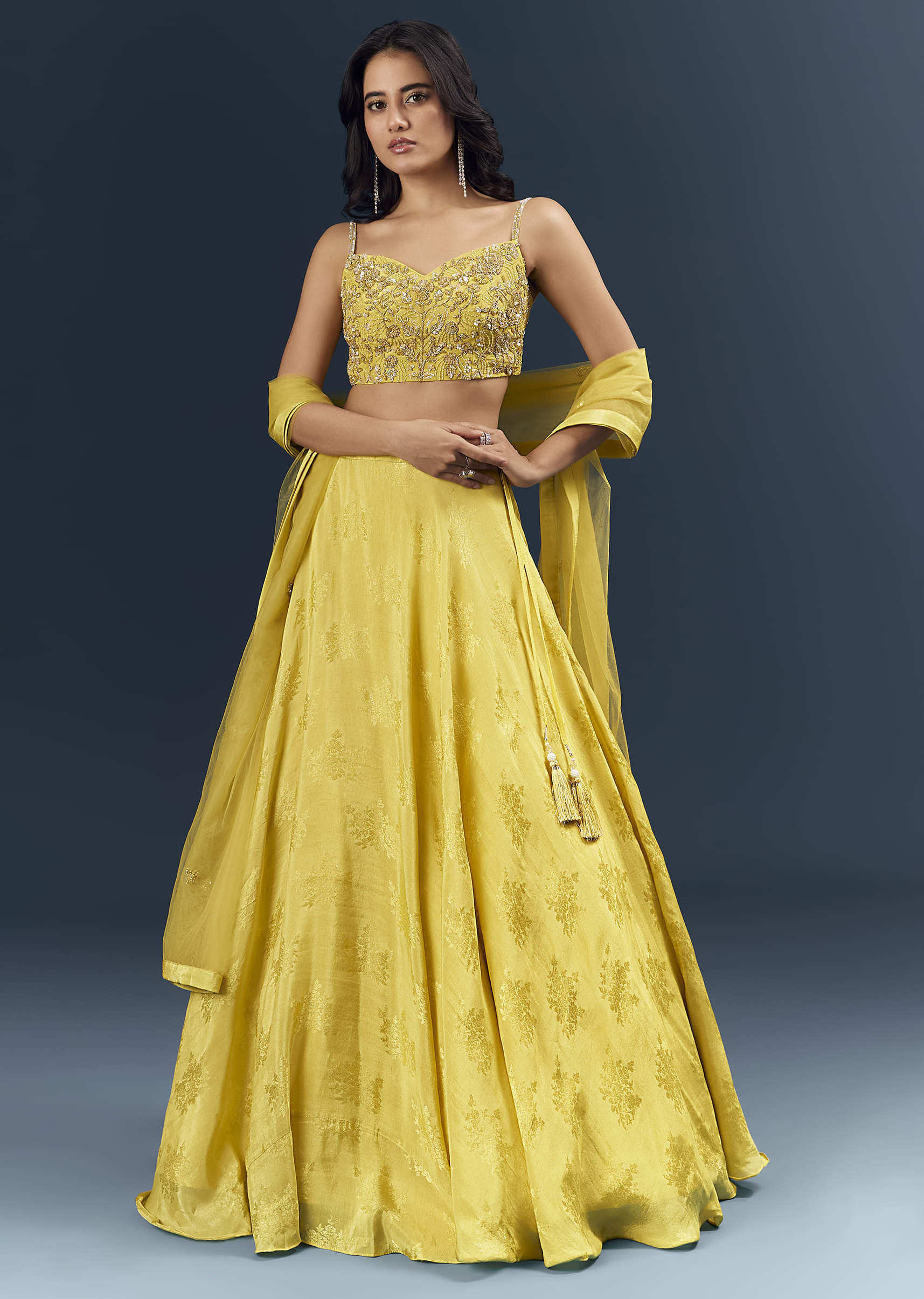 22324-lemon-yellow-banarasi-silk-bridesmaid-lehenga-with-heavy-hand-embroidery-1.jpg Lemon Yellow Banarasi Silk Bridesmaid Lehenga With Heavy Hand Embroidery