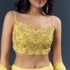 Lemon Yellow Banarasi Silk Bridesmaid Lehenga With Heavy Hand Embroidery
