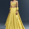 Lemon Yellow Banarasi Silk Bridesmaid Lehenga With Heavy Hand Embroidery