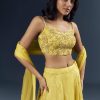 Lemon Yellow Banarasi Silk Bridesmaid Lehenga With Heavy Hand Embroidery