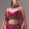 Pink Bridesmaid Lehenga Set with Ruched and Tassel Detail