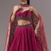 Pink Bridesmaid Lehenga Set with Ruched and Tassel Detail