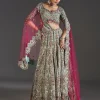 Green Floral Lehenga With Soft Shimmer