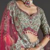 Green Floral Lehenga With Soft Shimmer