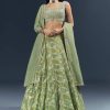 Spa Green Banarasi Silk Bridesmaid Lehenga With Heavy Hand Embroidery