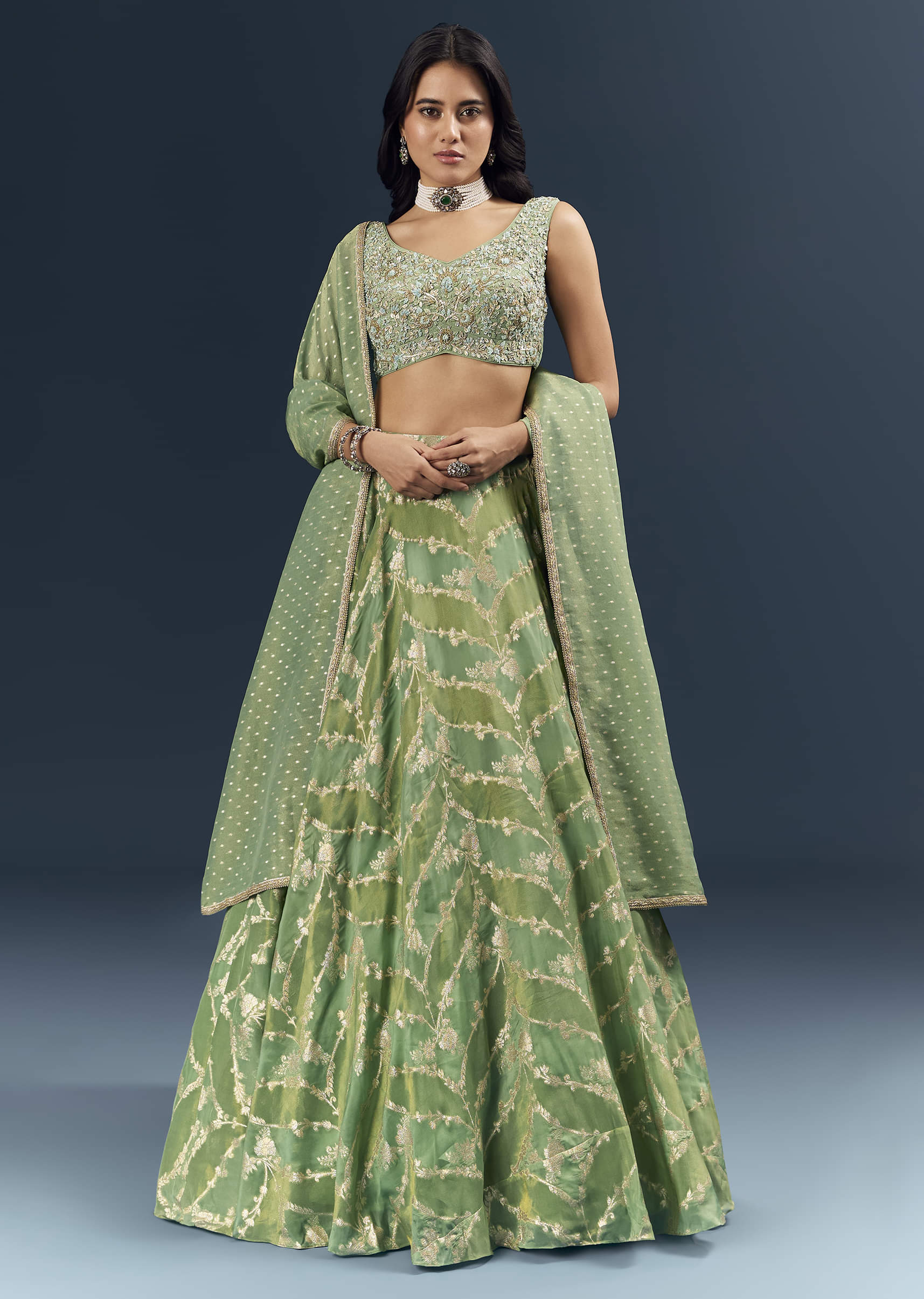 22356-spa-green-banarasi-silk-bridesmaid-lehenga-with-heavy-hand-embroidery-1.jpg Spa Green Banarasi Silk Bridesmaid Lehenga With Heavy Hand Embroidery