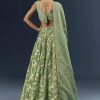 Spa Green Banarasi Silk Bridesmaid Lehenga With Heavy Hand Embroidery