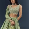 Spa Green Banarasi Silk Bridesmaid Lehenga With Heavy Hand Embroidery