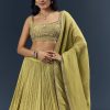 Citrus Green Banarasi Silk Bridesmaid Lehenga With Delicate Hand Embroidery