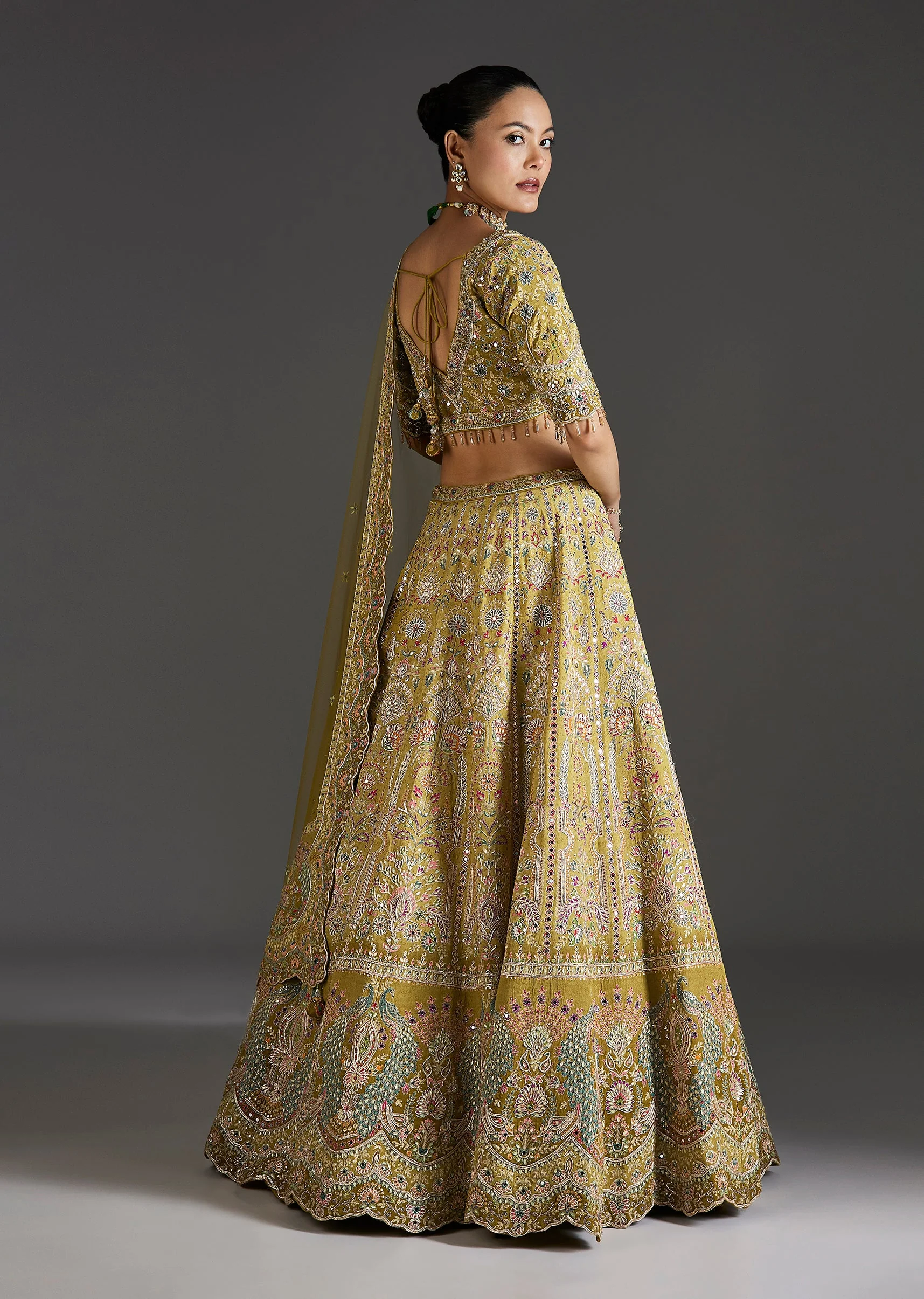 Mehendi Green Lehenga With Festive Shine