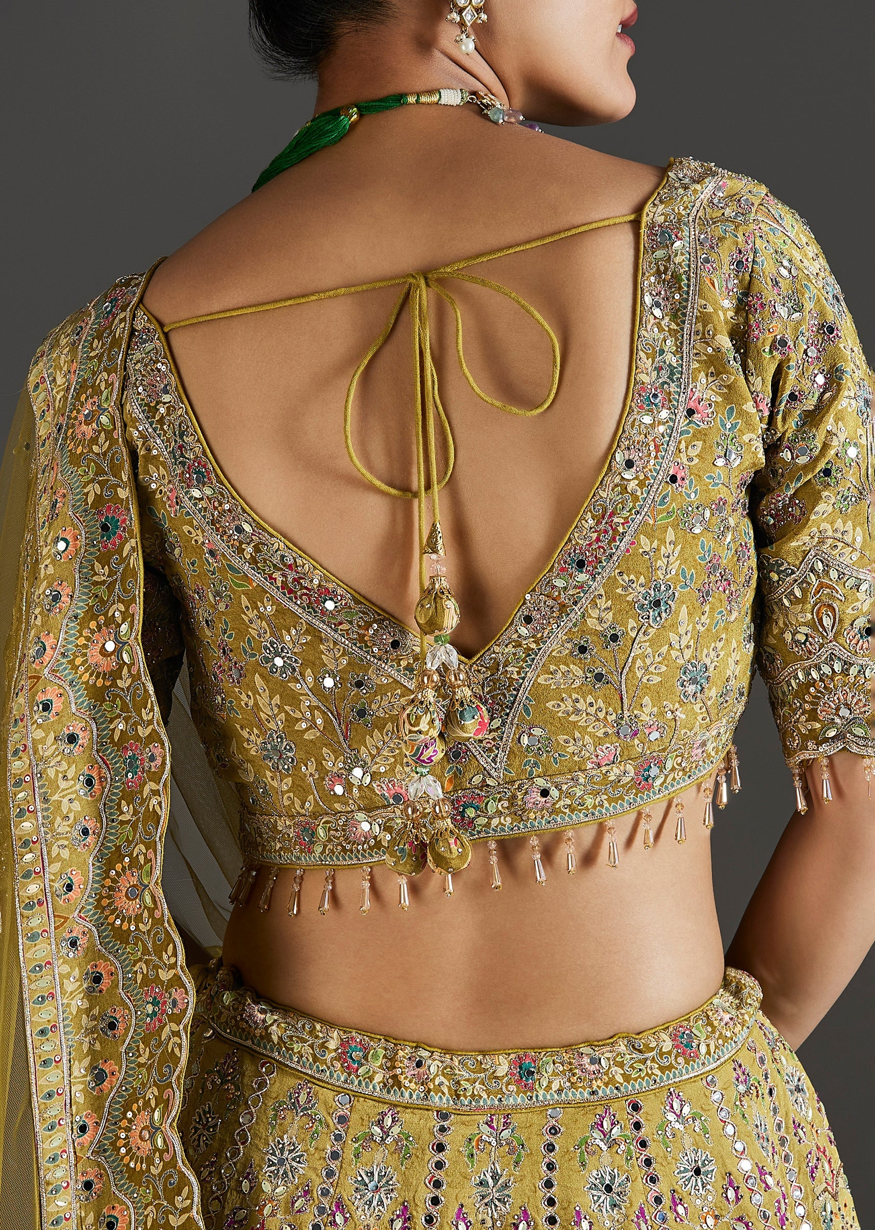 Mehendi Green Lehenga With Festive Shine