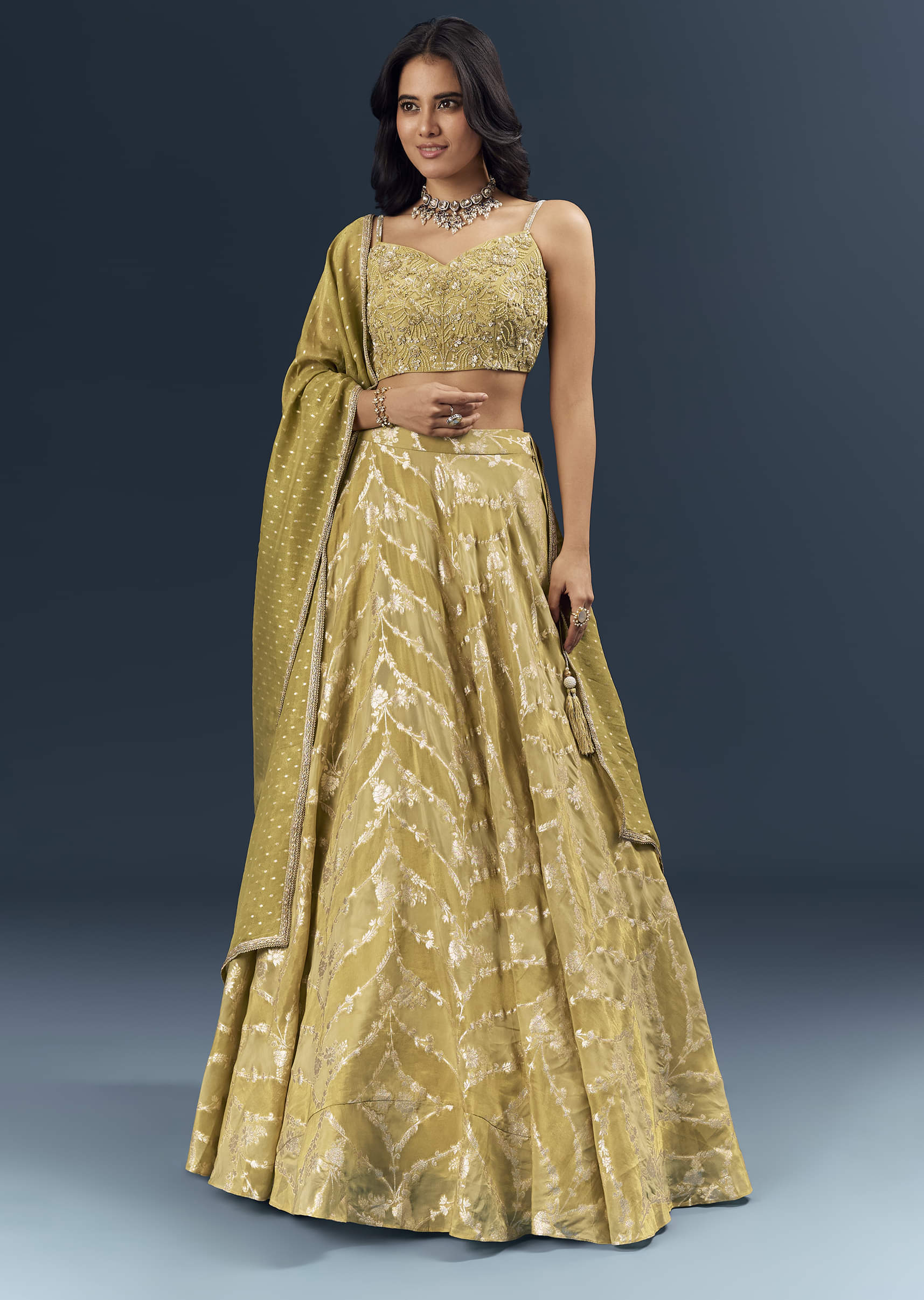 22468-citrus-green-banarasi-silk-bridesmaid-lehenga-with-heavy-hand-embroidery-1.jpg Citrus Green Banarasi Silk Bridesmaid Lehenga With Heavy Hand Embroidery