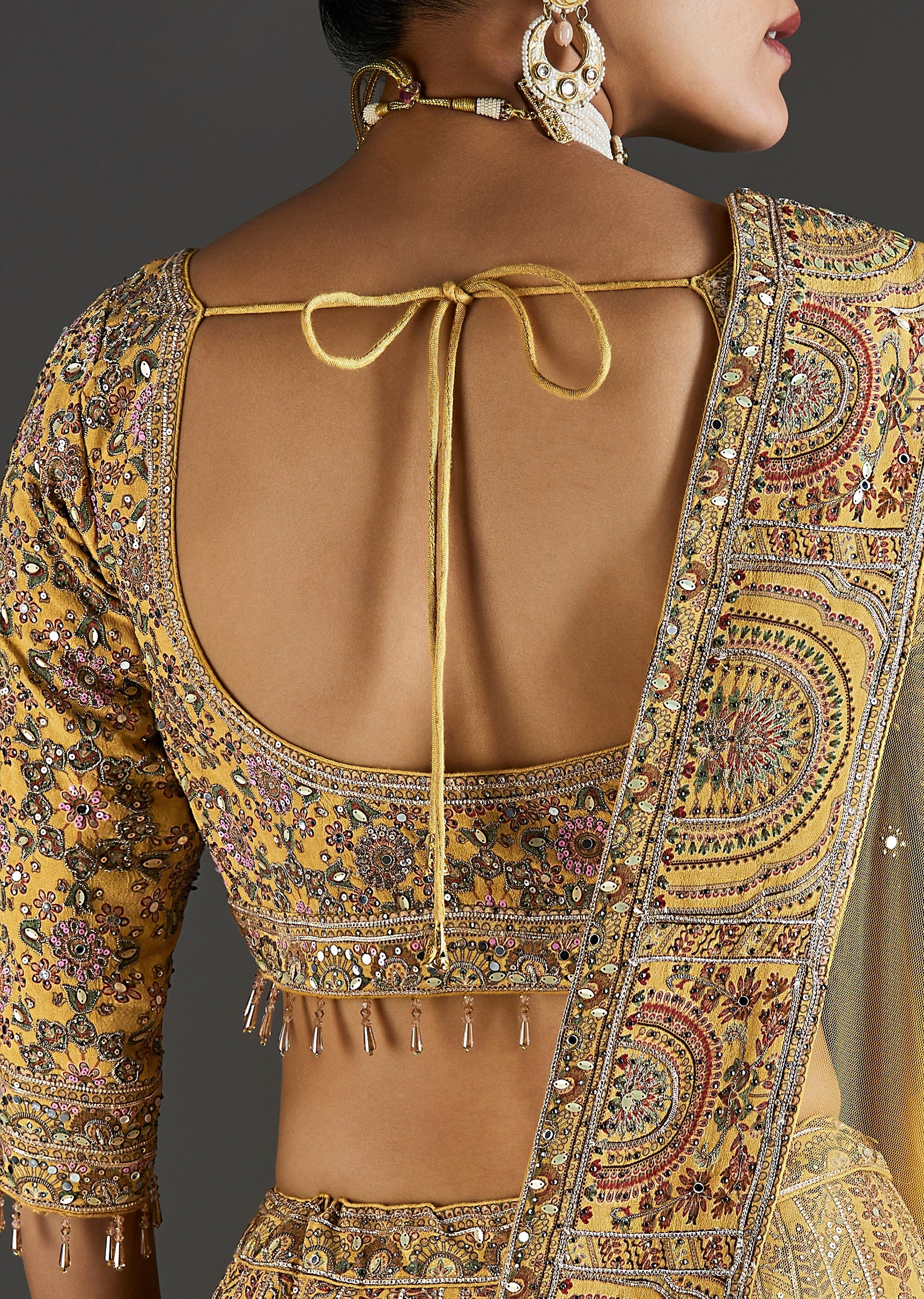 Yellow Printed Lehenga With Sequins Glow