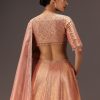 Dusty Peach Banarasi Silk Hand Work Lehenga Set