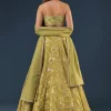 Pista Green Banarasi Silk Lehenga Set With Sequin Bead Detailing