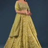 Pista Green Banarasi Silk Lehenga Set With Sequin Bead Detailing