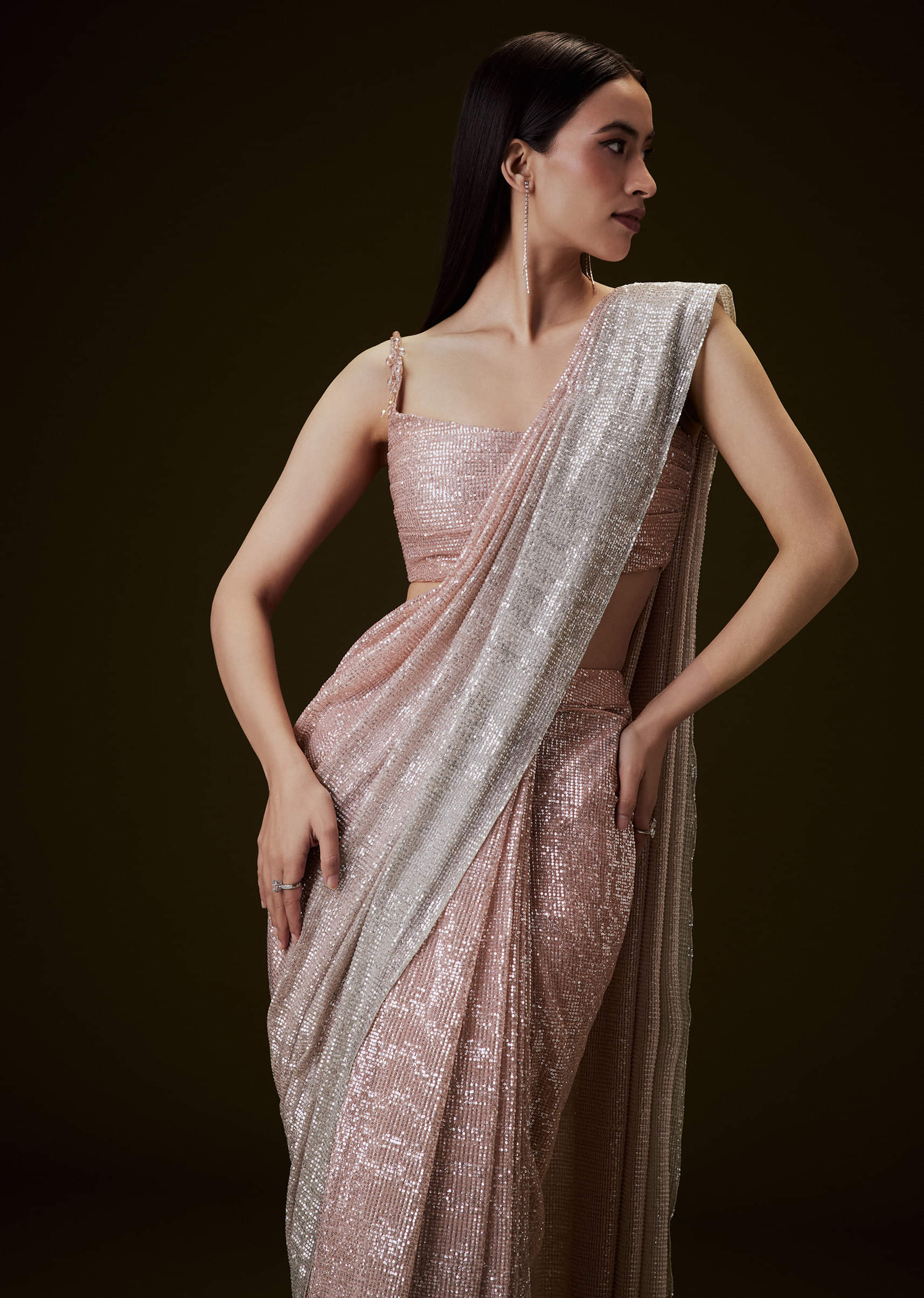 2258-peach-ombre-pre-drape-saree-with-off-shoulder-boat-neck-blouse-1.jpg Peach Ombre Pre Drape Saree With Off Shoulder Boat Neck Blouse