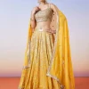 Yellow Ombre Embroidered Lehenga With Dupatta