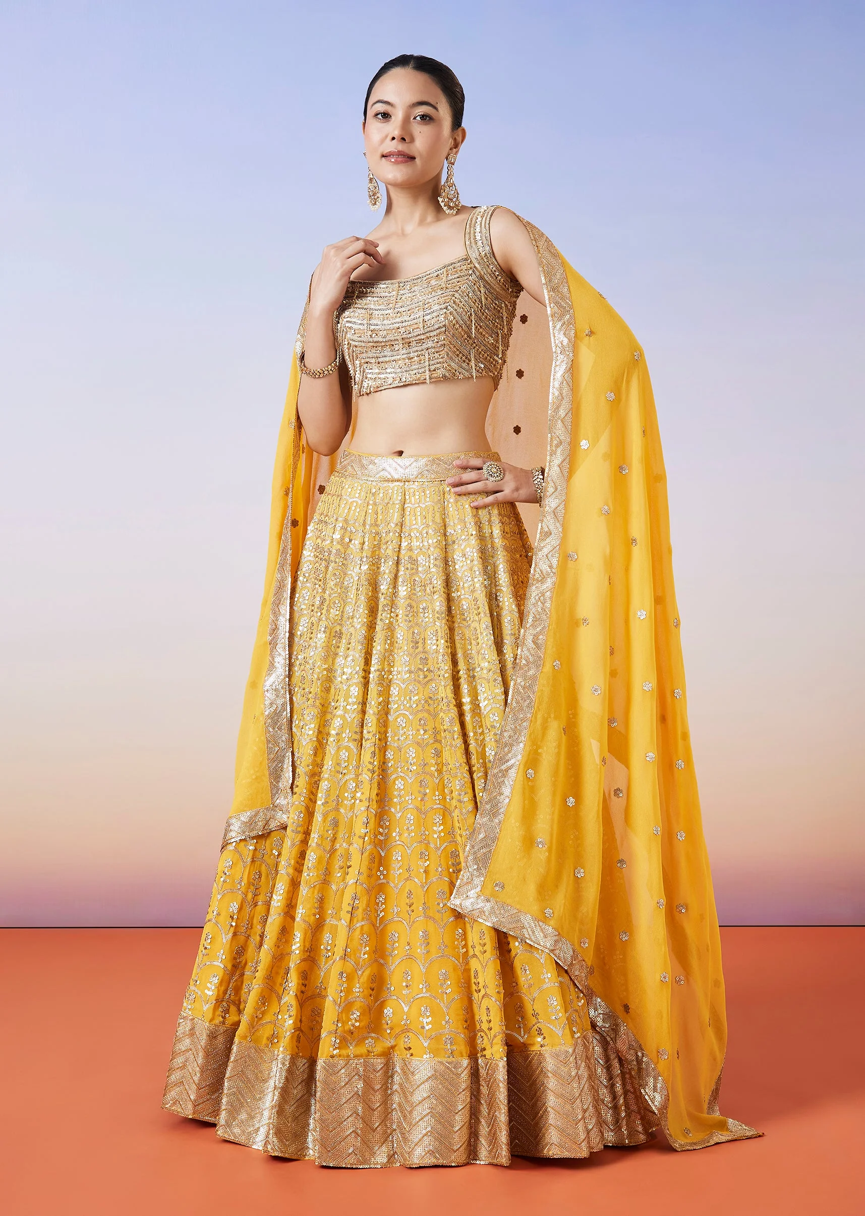 2273-yellow-ombre-embroidered-lehenga-with-dupatta-1.webp Yellow Ombre Embroidered Lehenga With Dupatta
