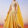 Yellow Ombre Embroidered Lehenga With Dupatta
