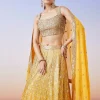 Yellow Ombre Embroidered Lehenga With Dupatta