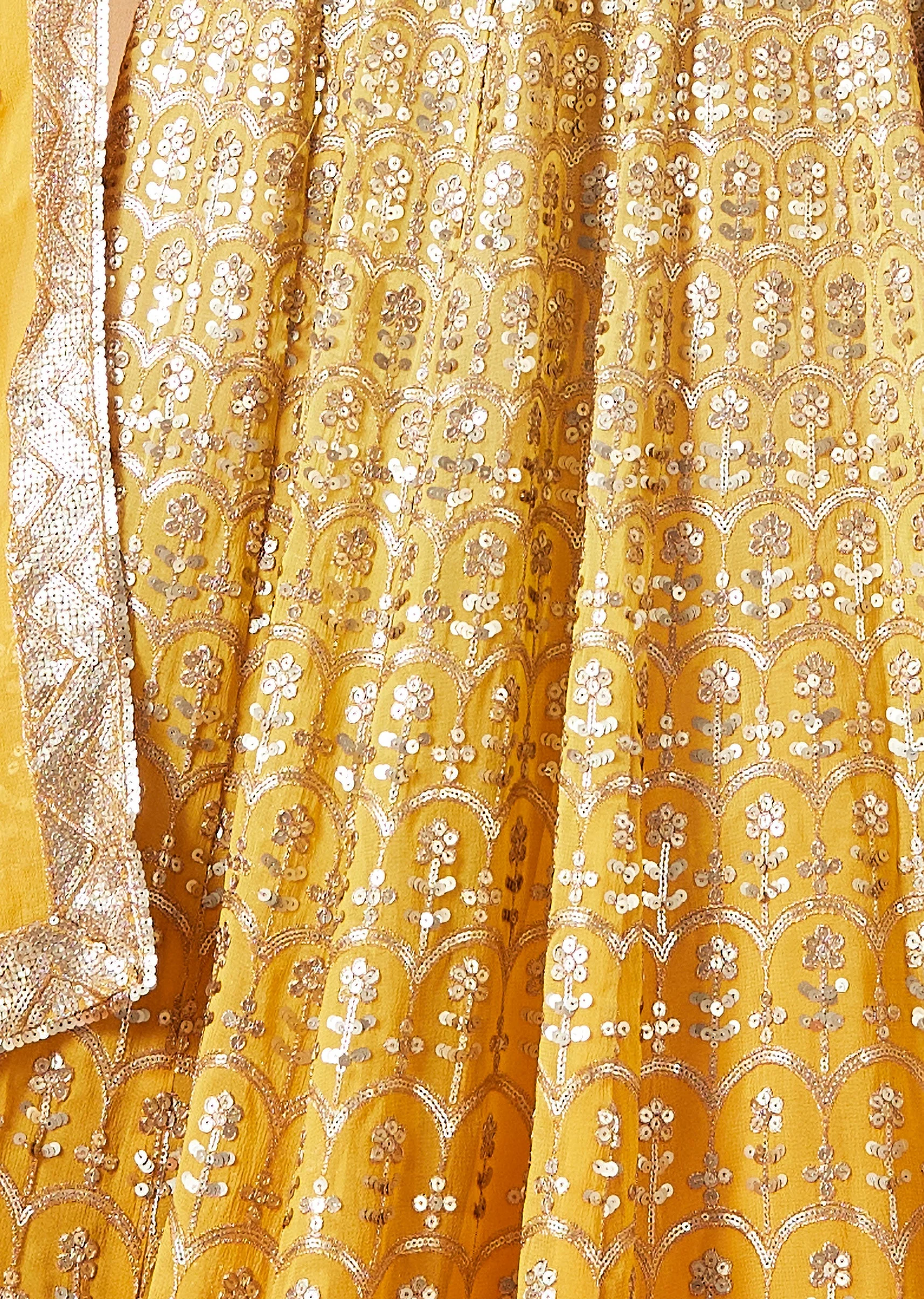 Yellow Ombre Embroidered Lehenga With Dupatta