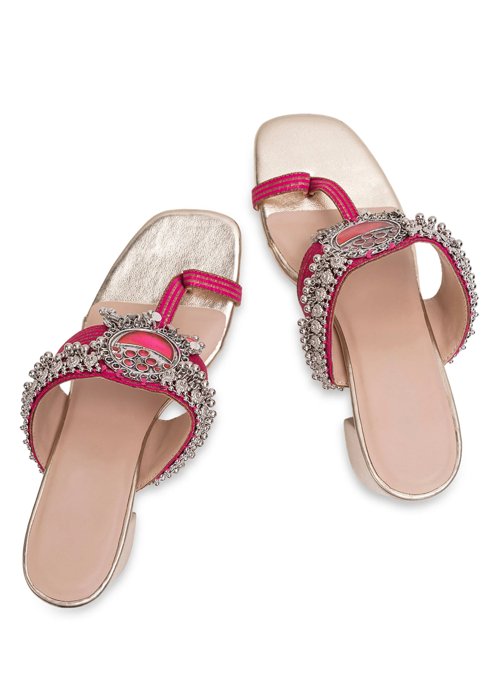 Pink Embellished Kolhapuri