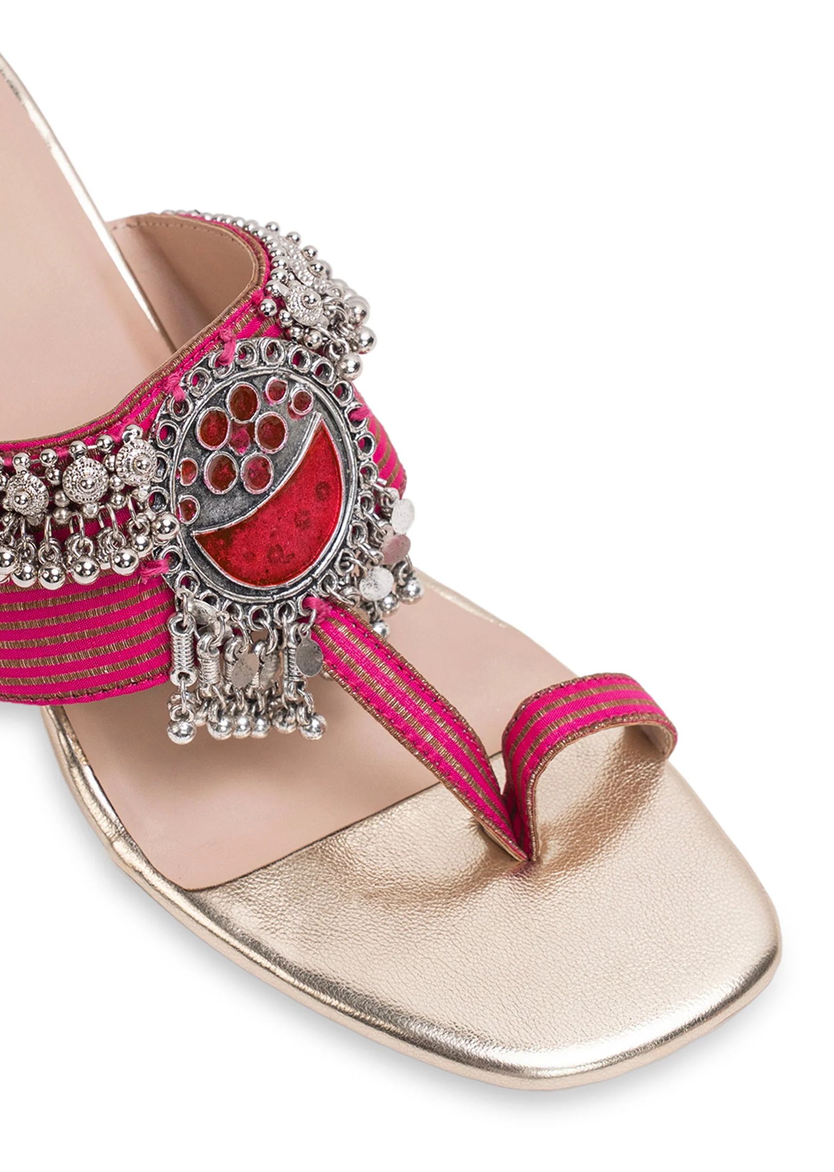 Pink Embellished Kolhapuri