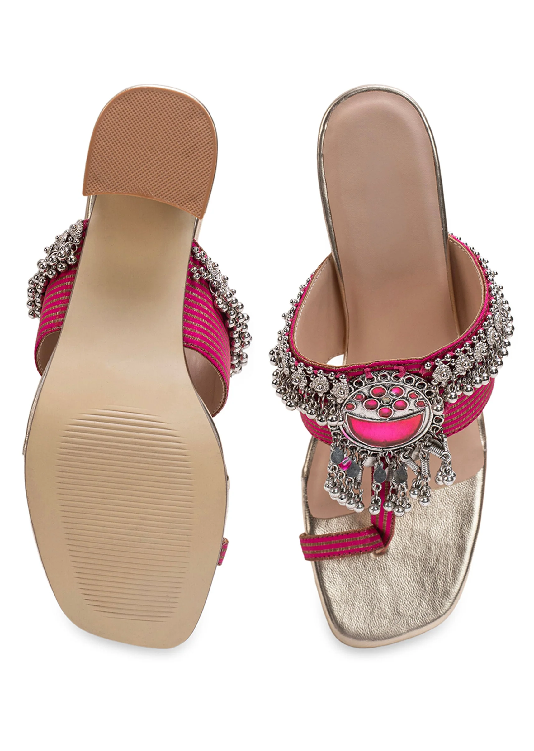 Pink Embellished Kolhapuri