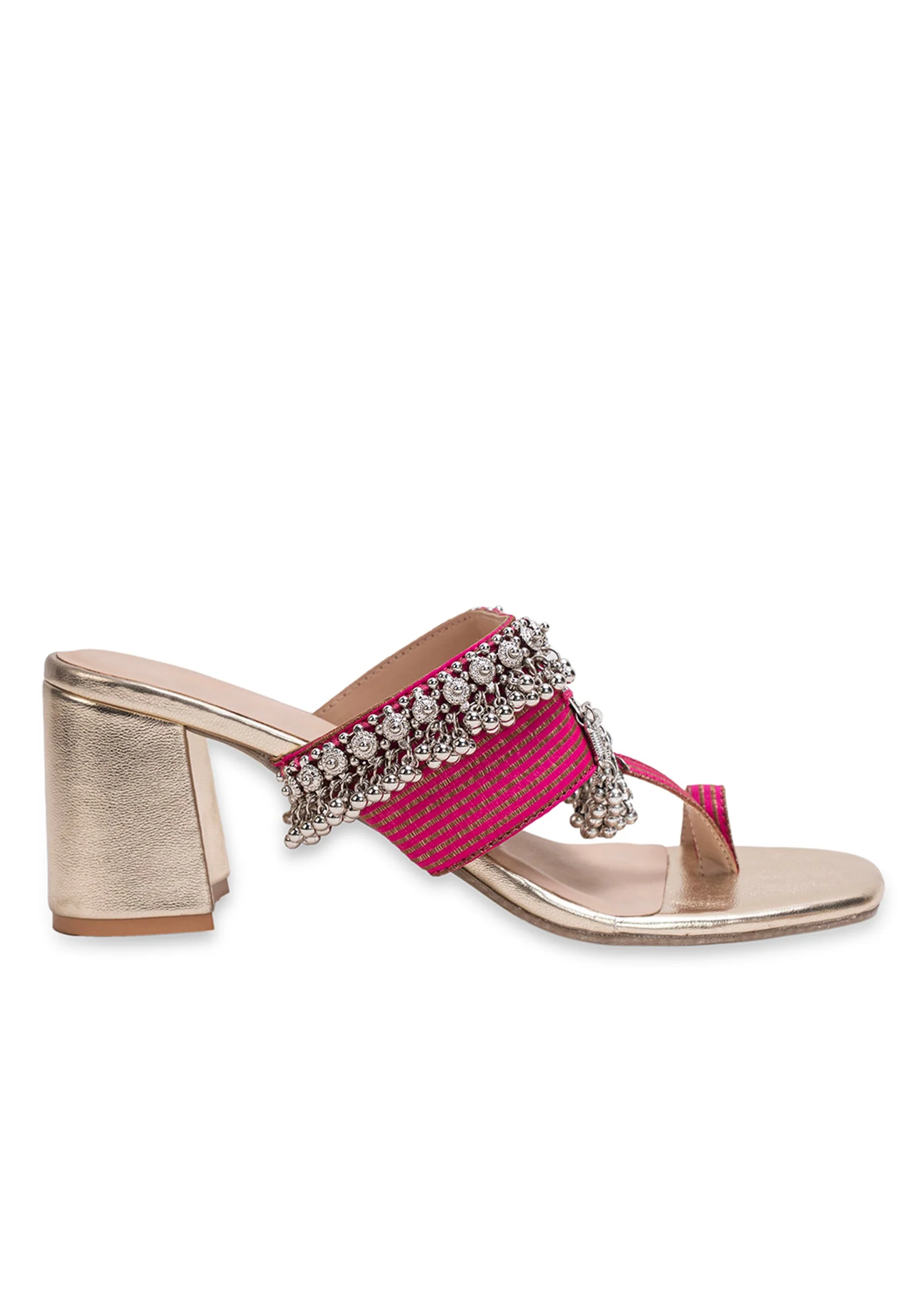 Pink Embellished Kolhapuri