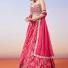 Pink Floral Printed Lehenga With Dupatta