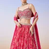 Pink Floral Printed Lehenga With Dupatta