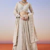 Beige Lucknowi Chikankari Lehenga With Dupatta