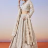 Beige Lucknowi Chikankari Lehenga With Dupatta