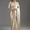 Ivory Gold Tissue Saree With Embroidered Blouse