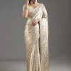 Ivory Gold Tissue Saree With Embroidered Blouse