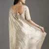 Ivory Gold Tissue Saree With Embroidered Blouse