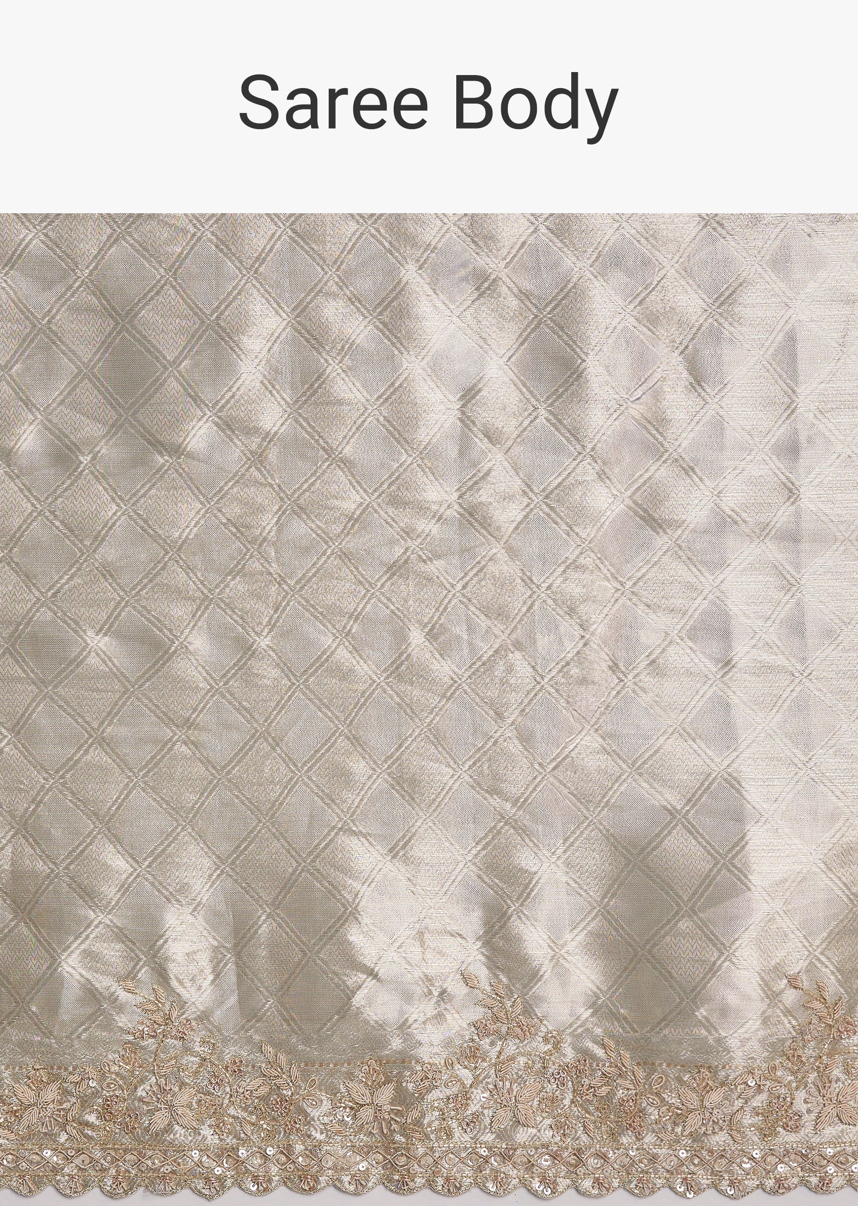 Ivory Gold Tissue Saree With Embroidered Blouse
