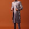 Purple Silk Intricate Sequin Embroidered Sherwani Set