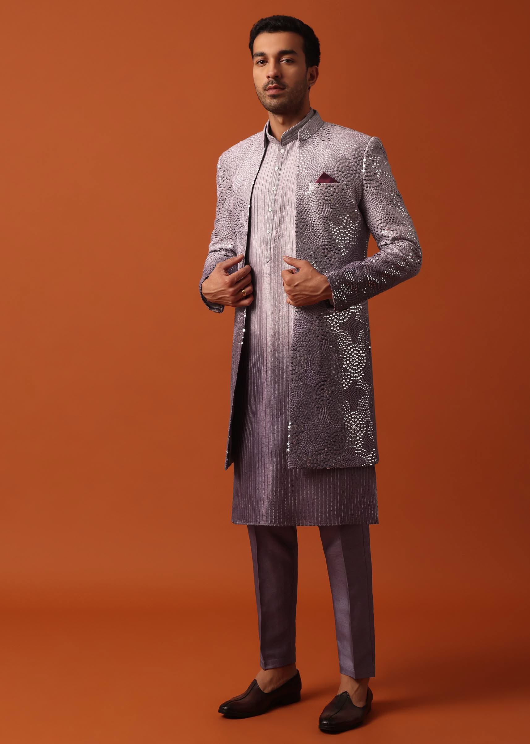 2351-purple-silk-intricate-sequin-embroidered-sherwani-set-1.jpg Purple Silk Intricate Sequin Embroidered Sherwani Set