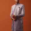 Purple Silk Intricate Sequin Embroidered Sherwani Set