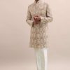 Peach Silk Jodhpuri Suit In Threadwork For Men