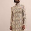 Peach Silk Jodhpuri Suit In Threadwork For Men