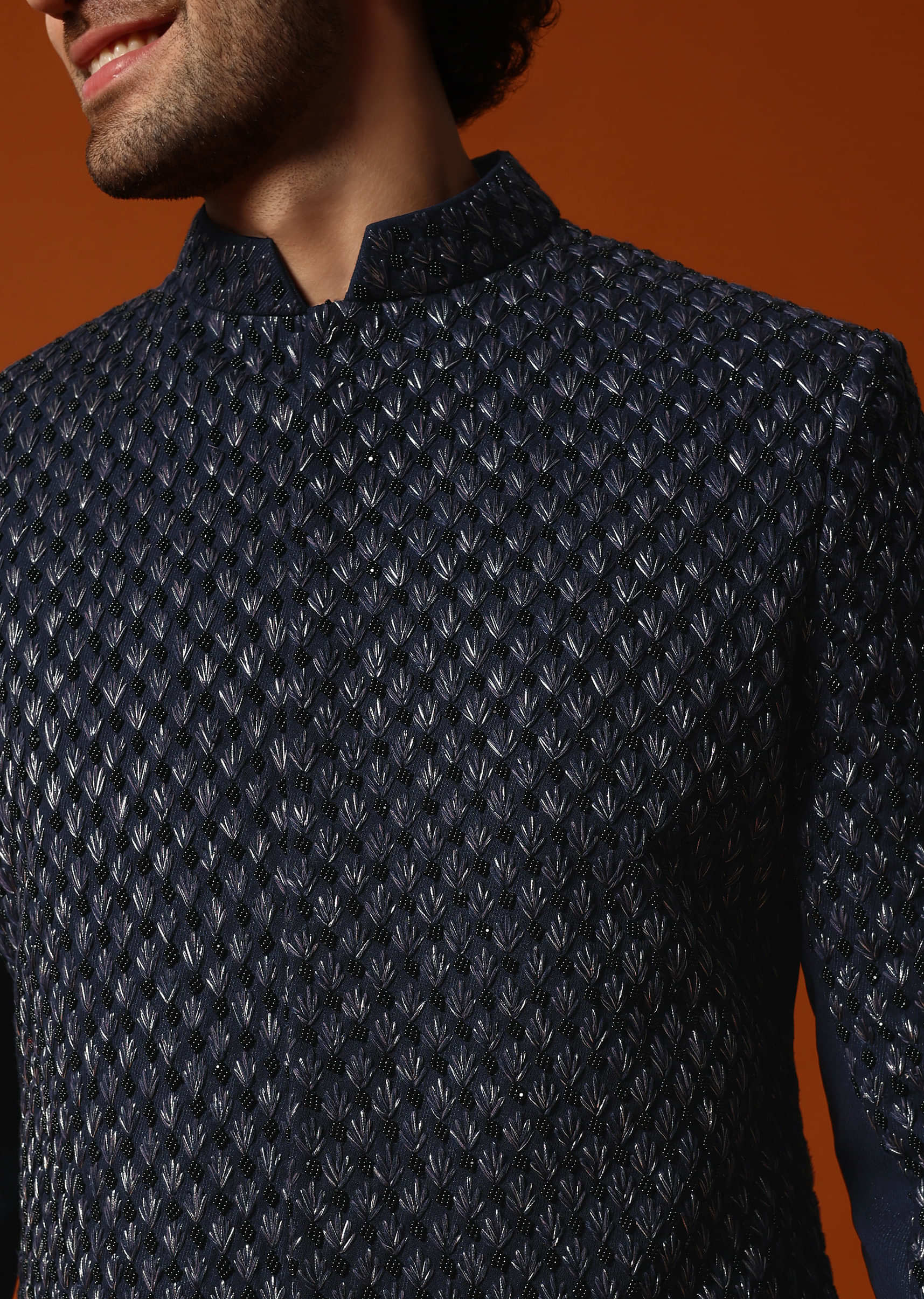 2369-blue-cutdana-embroidered-indowestern-suit-for-men-1.jpg Blue Cutdana Embroidered Indowestern Suit For Men